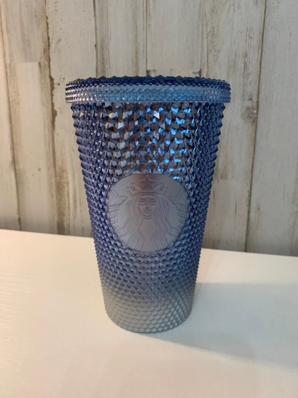 Starbucks Studded Tumbler Icy Blue Silver Ombre 16 oz NO STRAW